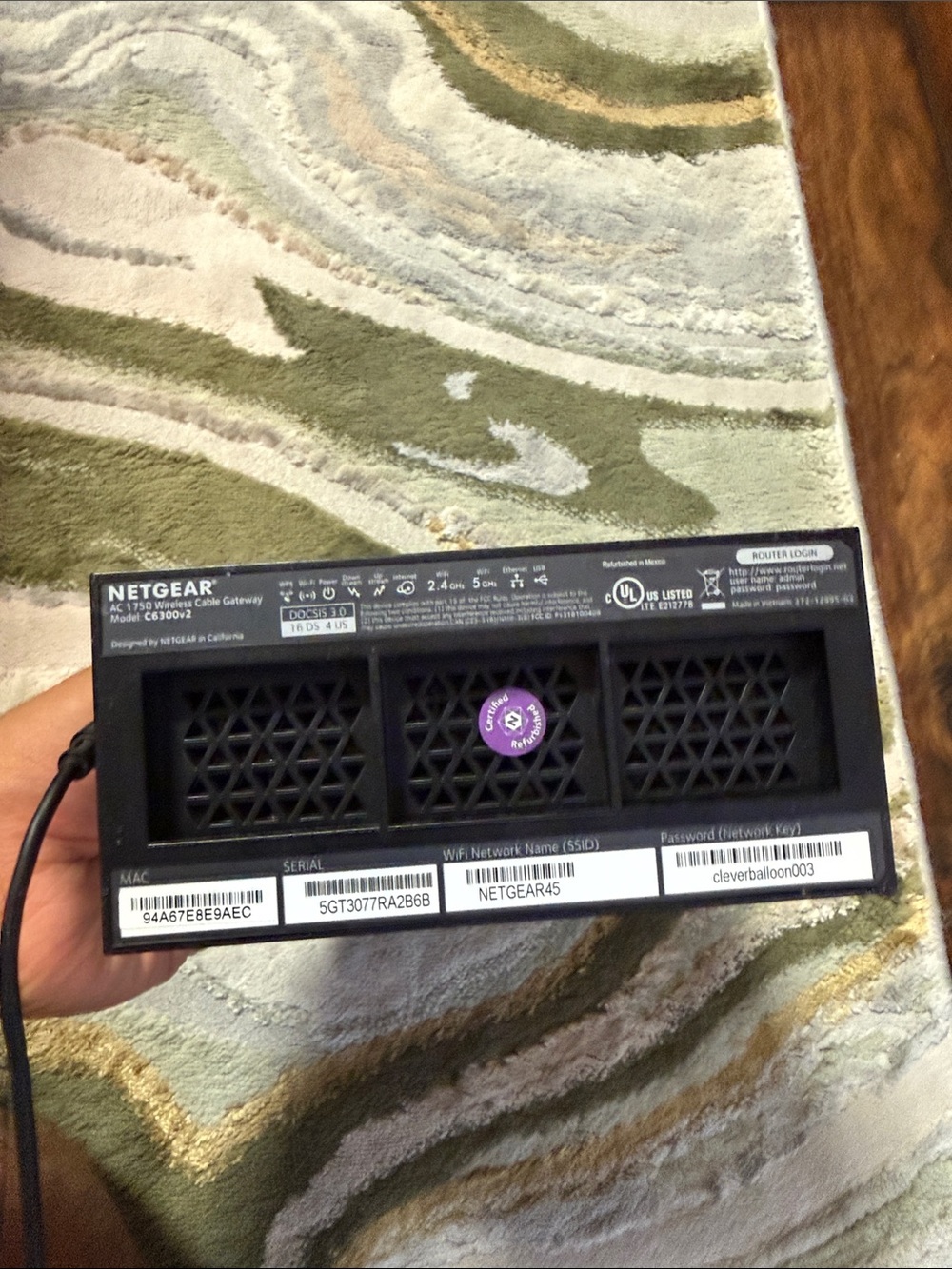 NETGEAR AC1750 Wi-Fi Cable Modem Router Combo C6300v2 - Picture 3 of 3